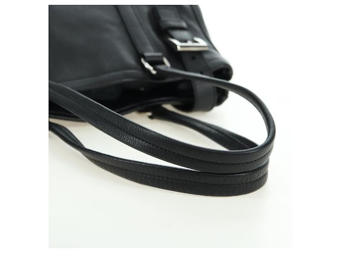 PRADA Tote Bag Leder Schwarz Silber Auth 179445V - Ansicht 7