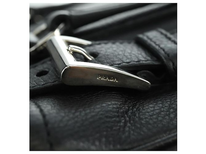 PRADA Tote Bag Leder Schwarz Silber Auth 179445V - Ansicht 8