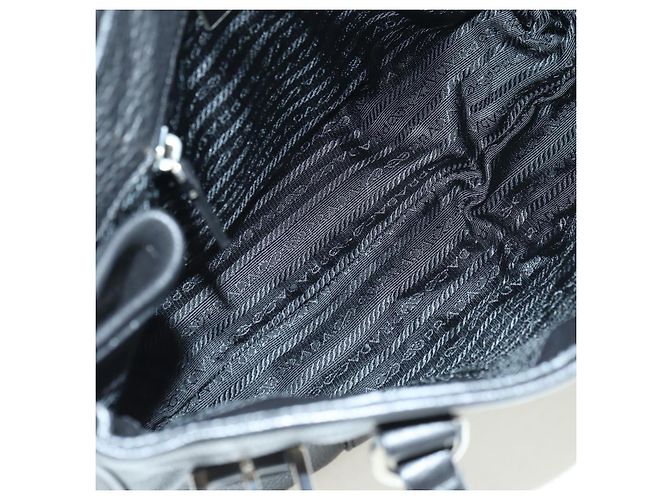 PRADA Tote Bag Leder Schwarz Silber Auth 179445V - Ansicht 9