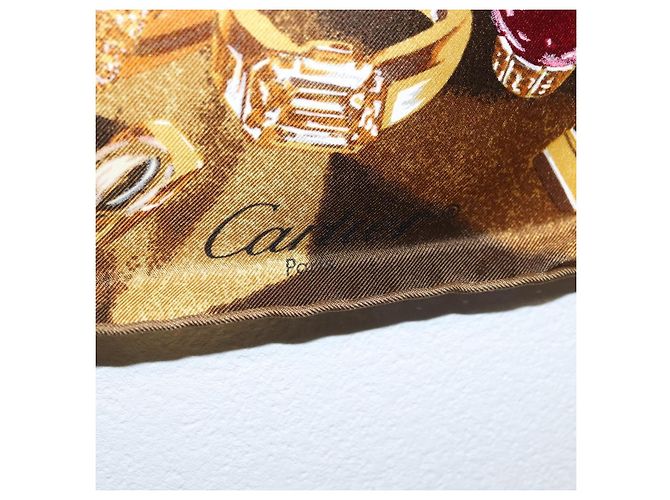 Sciarpa CARTIER in seta marrone Auth am11644A - vista 6