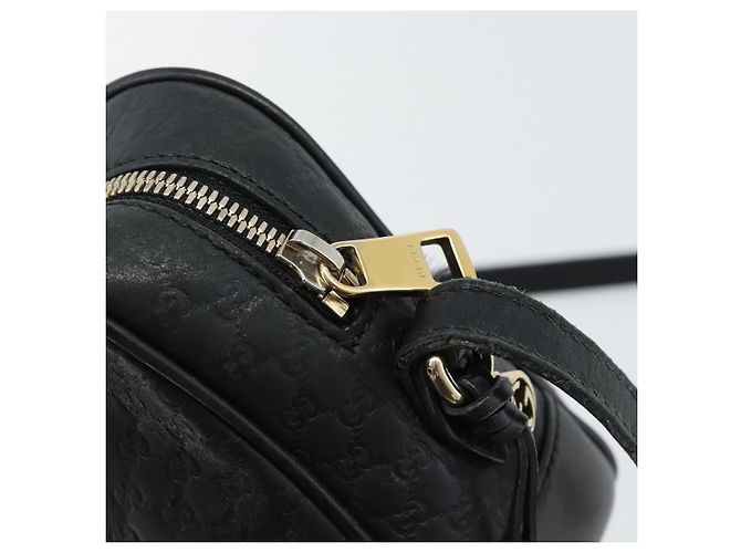 GUCCI Micro GG Canvas Guccissima Bag Leather Black Gold 449413 Auth 165255 Golden - view 10