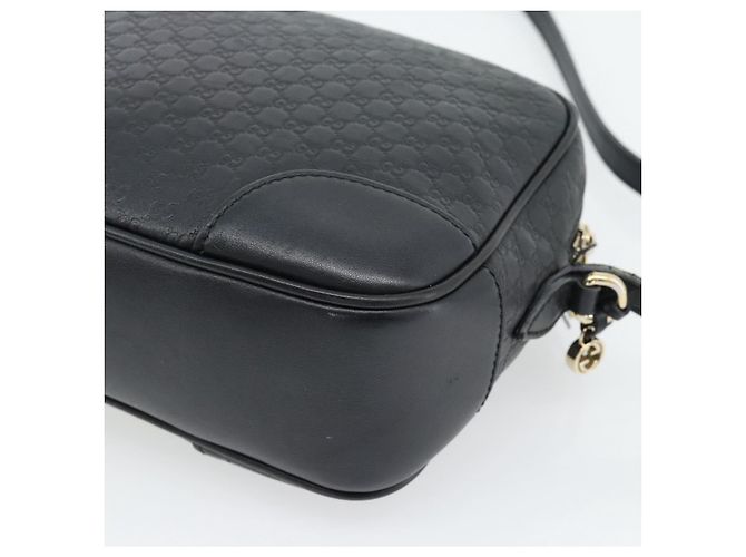 GUCCI Micro GG Canvas Guccissima Bag Leather Black Gold 449413 Auth 165255 Golden - view 15