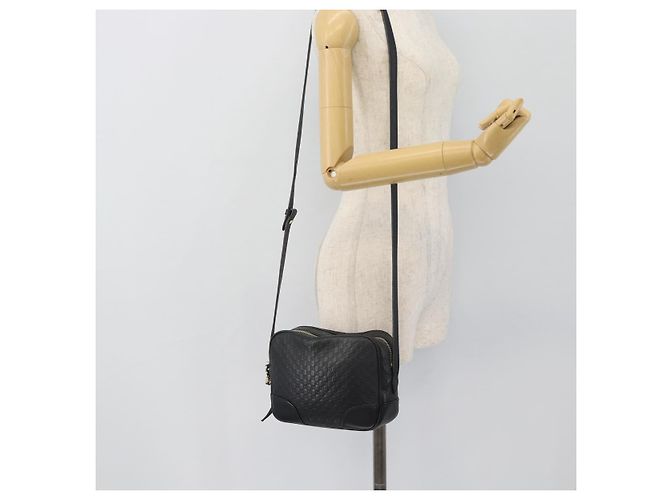 GUCCI Micro GG Canvas Guccissima Bag Leather Black Gold 449413 Auth 165255 Golden - view 21