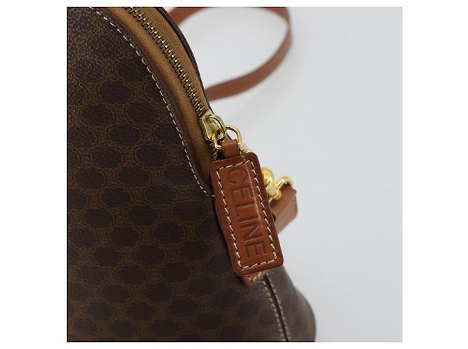 Céline CELINE Macadam Canvas Handtasche PVC Leder 2way Braun Gold Auth 180638A Golden - Ansicht 10