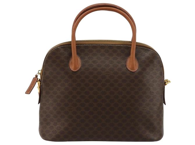 Céline CELINE Macadam Canvas Handtasche PVC Leder 2way Braun Gold Auth 180638A Golden - Ansicht 13