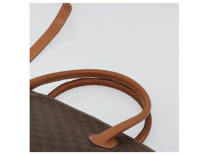 Céline CELINE Macadam Canvas Handtasche PVC Leder 2way Braun Gold Auth 180638A Golden - Ansicht 14