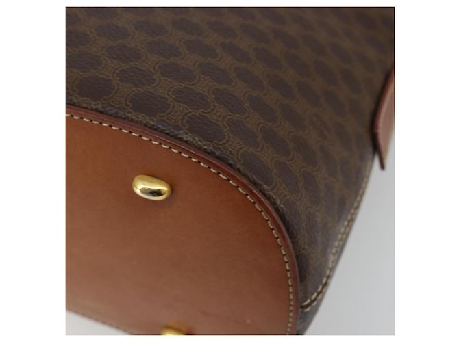 Céline CELINE Macadam Canvas Handtasche PVC Leder 2way Braun Gold Auth 180638A Golden - Ansicht 17