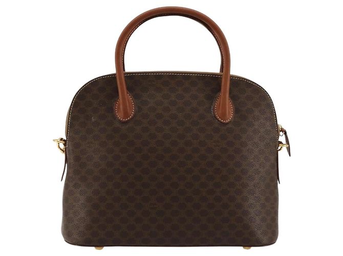 Céline CELINE Macadam Canvas Handtasche PVC Leder 2way Braun Gold Auth 180638A Golden - Ansicht 2