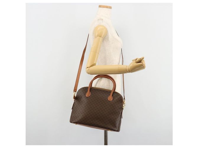 Céline CELINE Macadam Canvas Handtasche PVC Leder 2way Braun Gold Auth 180638A Golden - Ansicht 24