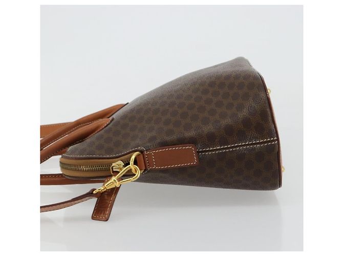 Céline CELINE Macadam Canvas Handtasche PVC Leder 2way Braun Gold Auth 180638A Golden - Ansicht 4