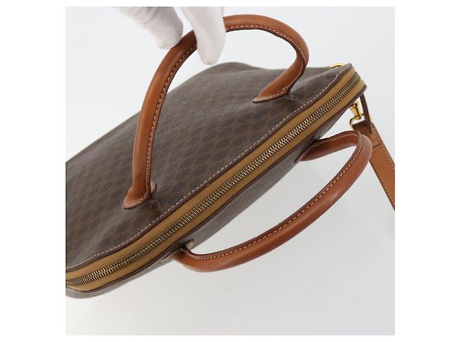 Céline CELINE Macadam Canvas Handtasche PVC Leder 2way Braun Gold Auth 180638A Golden - Ansicht 6