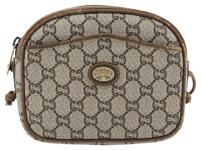 GUCCI GG Plus Supreme Schultertasche PVC Beige Gold Auth ka4394 Golden - Ansicht 13