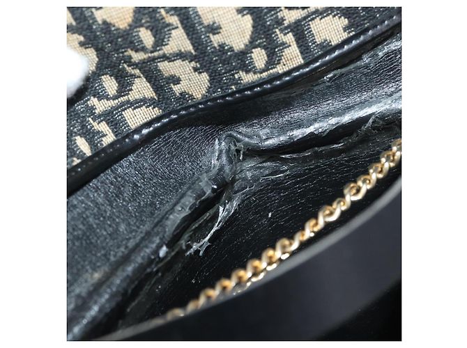 Borsa a tracolla Christian Dior Trotter Canvas Blu Navy Oro Autentica 165259 D'oro - vista 10