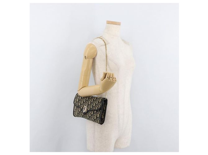 Borsa a tracolla Christian Dior Trotter Canvas Blu Navy Oro Autentica 165259 D'oro - vista 22