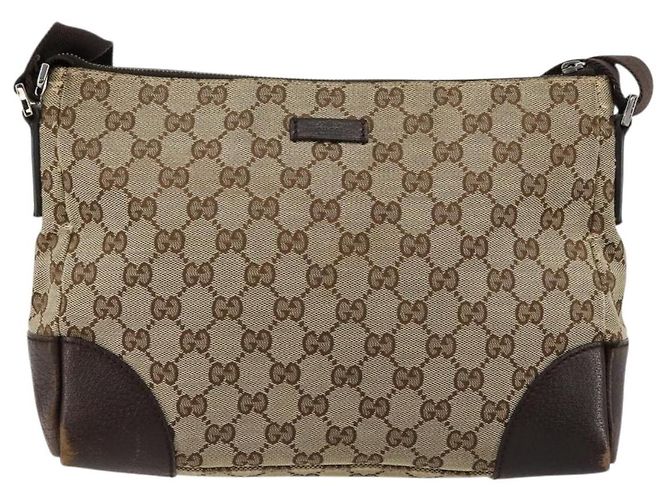 Borsa a Spalla GUCCI GG Canvas Beige Argento 114273 Auth BA12651 - vista 13
