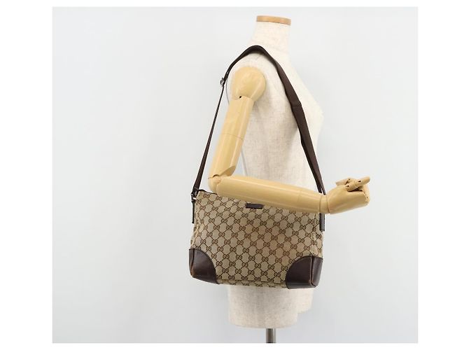 Borsa a Spalla GUCCI GG Canvas Beige Argento 114273 Auth BA12651 - vista 23