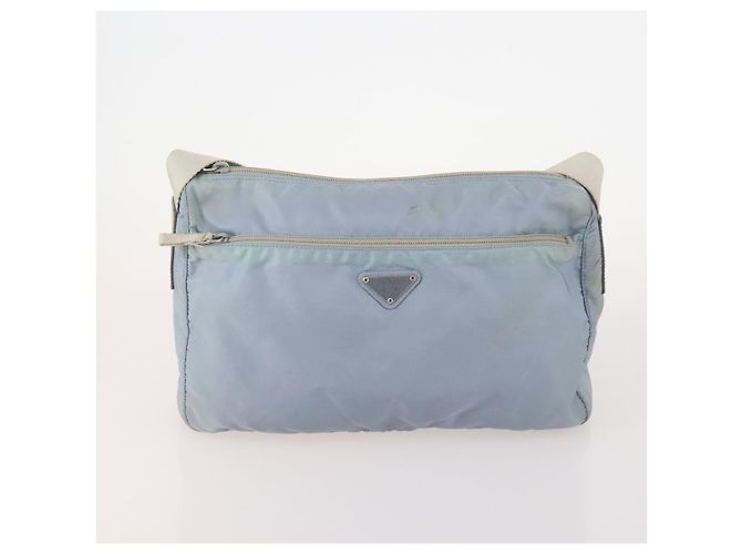 Borsa a Spalla PRADA Nylon 5 Set Black Light Blue Navy Auth 178839 Nero Blu navy Blu chiaro - vista 12