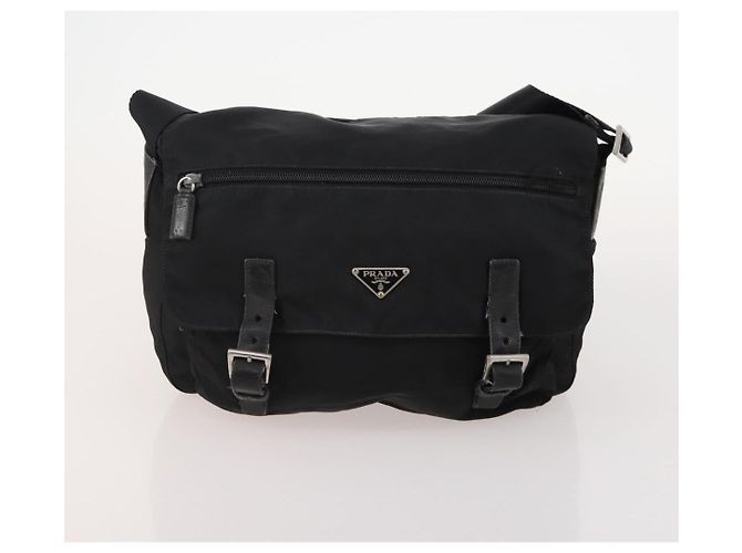 Borsa a Spalla PRADA Nylon 5 Set Black Light Blue Navy Auth 178839 Nero Blu navy Blu chiaro - vista 17