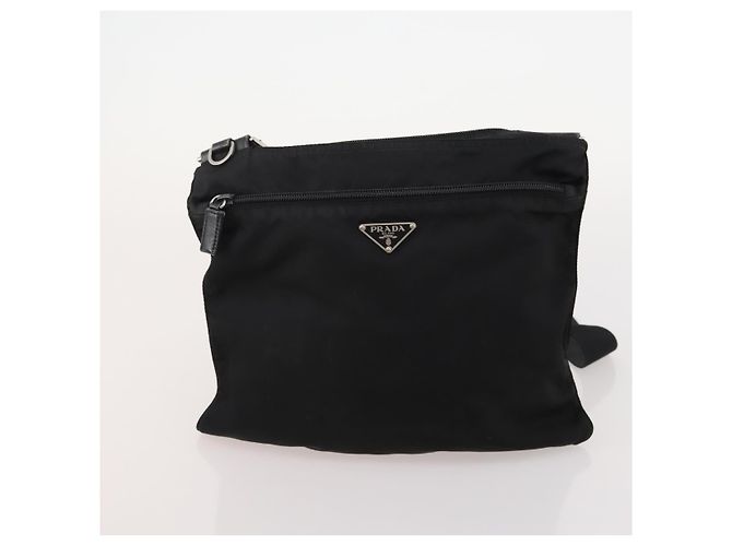 Borsa a Spalla PRADA Nylon 5 Set Black Light Blue Navy Auth 178839 Nero Blu navy Blu chiaro - vista 22