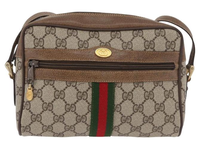 Borsa GUCCI GG Supreme Web Sherry Line PVC Beige Oro 67 02 004 Auth 181214 D'oro - vista 13