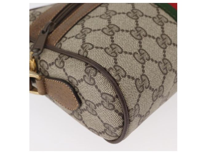 Borsa GUCCI GG Supreme Web Sherry Line PVC Beige Oro 67 02 004 Auth 181214 D'oro - vista 14