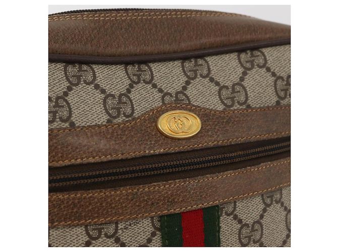 Borsa GUCCI GG Supreme Web Sherry Line PVC Beige Oro 67 02 004 Auth 181214 D'oro - vista 19