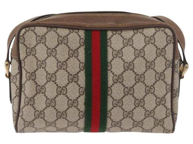 Borsa GUCCI GG Supreme Web Sherry Line PVC Beige Oro 67 02 004 Auth 181214 D'oro - vista 2