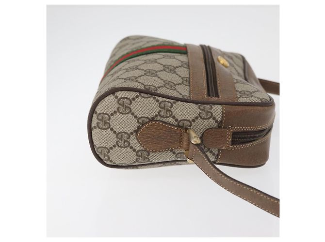 Borsa GUCCI GG Supreme Web Sherry Line PVC Beige Oro 67 02 004 Auth 181214 D'oro - vista 3