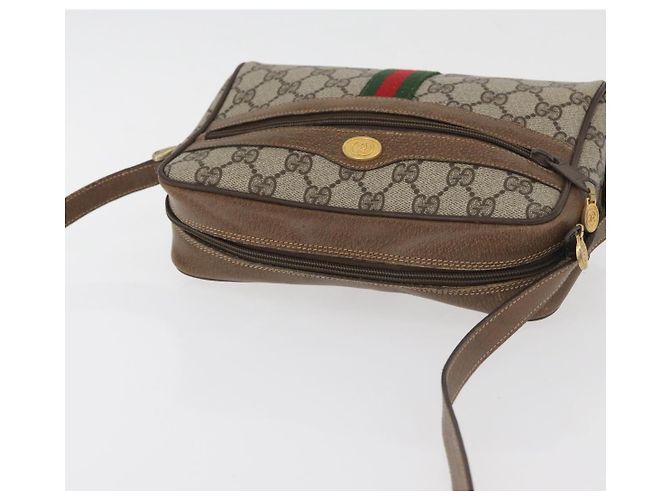 Borsa GUCCI GG Supreme Web Sherry Line PVC Beige Oro 67 02 004 Auth 181214 D'oro - vista 6
