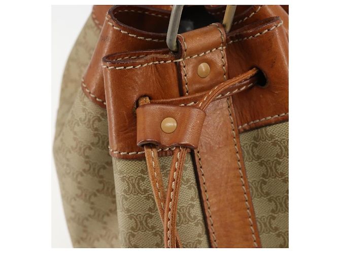 Céline Borsa a Spalla CELINE in Tela Macadam PVC Beige Oro Auth 165262 D'oro - vista 10