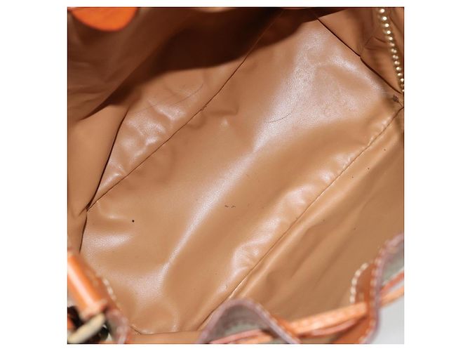 Céline Borsa a Spalla CELINE in Tela Macadam PVC Beige Oro Auth 165262 D'oro - vista 11