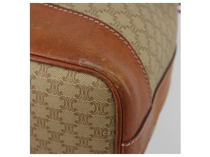 Céline Borsa a Spalla CELINE in Tela Macadam PVC Beige Oro Auth 165262 D'oro - vista 14