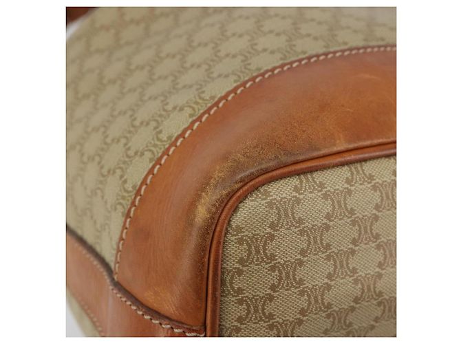 Céline Borsa a Spalla CELINE in Tela Macadam PVC Beige Oro Auth 165262 D'oro - vista 15