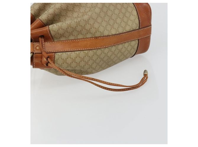 Céline Borsa a Spalla CELINE in Tela Macadam PVC Beige Oro Auth 165262 D'oro - vista 17