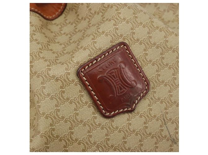 Céline Borsa a Spalla CELINE in Tela Macadam PVC Beige Oro Auth 165262 D'oro - vista 18