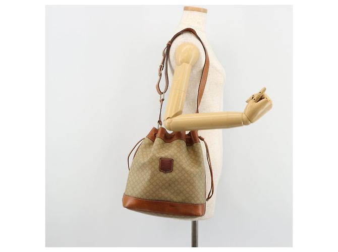 Céline Borsa a Spalla CELINE in Tela Macadam PVC Beige Oro Auth 165262 D'oro - vista 22