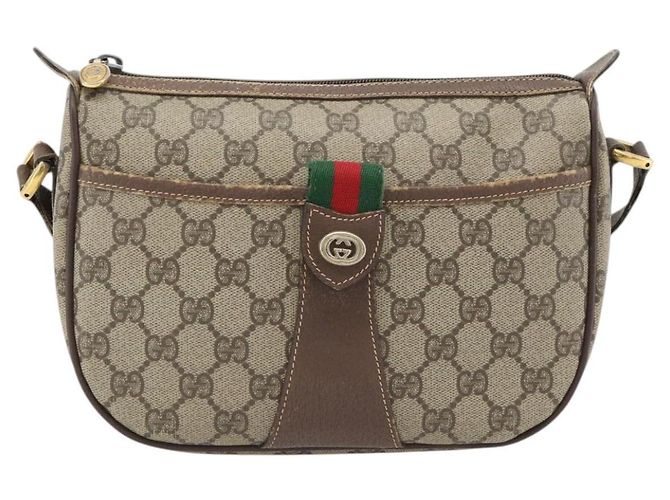 Borsa GUCCI GG Supreme Web Sherry Line PVC Beige Oro 89 02 032 Auth 181166 D'oro - vista 13