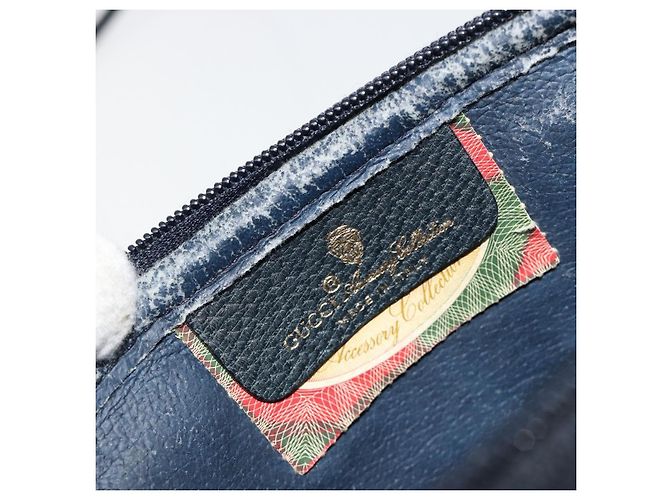 Sac à bandoulière GUCCI GG Supreme en PVC Bleu Marine Or 97 02 068 Auth 181211 Doré - vue 10