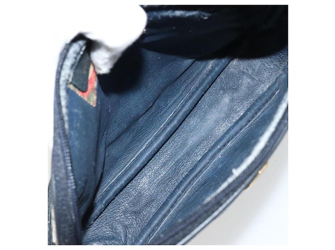 Sac à bandoulière GUCCI GG Supreme en PVC Bleu Marine Or 97 02 068 Auth 181211 Doré - vue 11