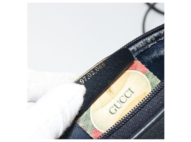 Sac à bandoulière GUCCI GG Supreme en PVC Bleu Marine Or 97 02 068 Auth 181211 Doré - vue 12