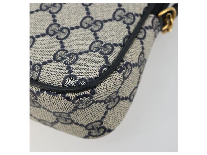 Sac à bandoulière GUCCI GG Supreme en PVC Bleu Marine Or 97 02 068 Auth 181211 Doré - vue 14