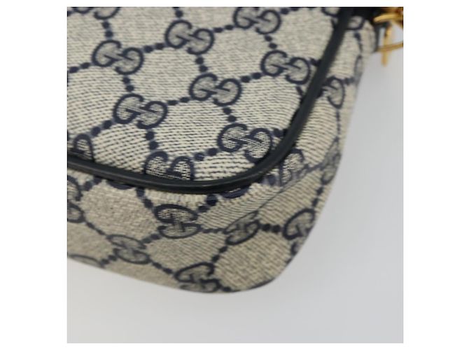 Sac à bandoulière GUCCI GG Supreme en PVC Bleu Marine Or 97 02 068 Auth 181211 Doré - vue 16