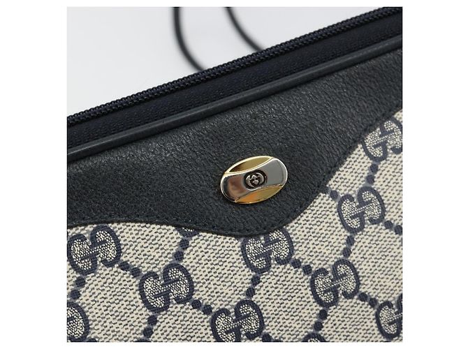 Sac à bandoulière GUCCI GG Supreme en PVC Bleu Marine Or 97 02 068 Auth 181211 Doré - vue 18