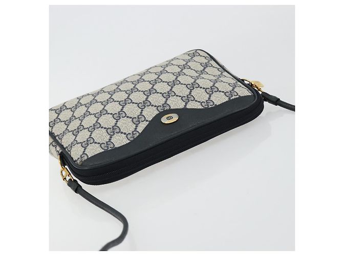 Sac à bandoulière GUCCI GG Supreme en PVC Bleu Marine Or 97 02 068 Auth 181211 Doré - vue 6