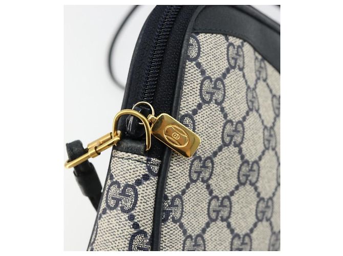 Sac à bandoulière GUCCI GG Supreme en PVC Bleu Marine Or 97 02 068 Auth 181211 Doré - vue 9