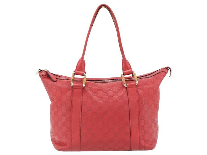 Bamboo Borsa GUCCI GG Canvas Guccissima bambù Pelle Rossa Oro 339548 Auth bs35296 Rosso D'oro - vista 13
