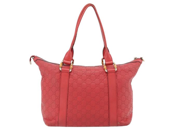 Bamboo Borsa GUCCI GG Canvas Guccissima bambù Pelle Rossa Oro 339548 Auth bs35296 Rosso D'oro - vista 2