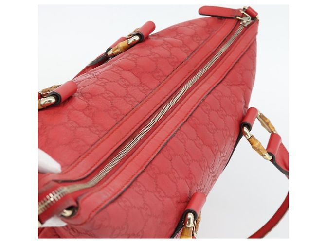 Bamboo Borsa GUCCI GG Canvas Guccissima bambù Pelle Rossa Oro 339548 Auth bs35296 Rosso D'oro - vista 6