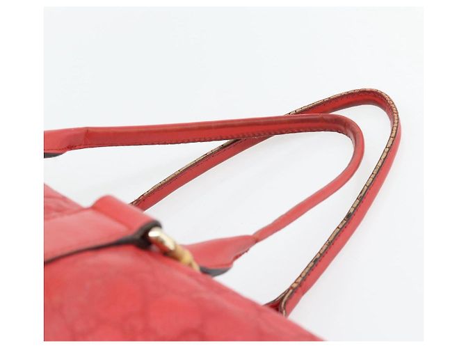 Bamboo Borsa GUCCI GG Canvas Guccissima bambù Pelle Rossa Oro 339548 Auth bs35296 Rosso D'oro - vista 8