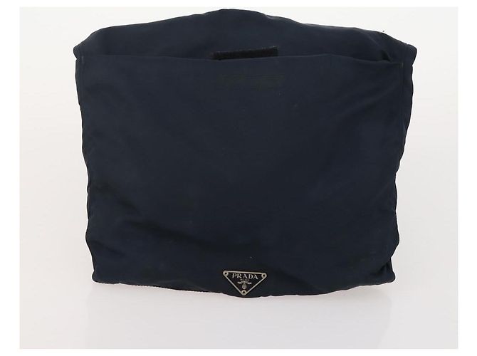 Borsa a Spalla PRADA Nylon e Pelle 5 Set Nero Blu Navy Marrone Auth bs35225 - vista 17